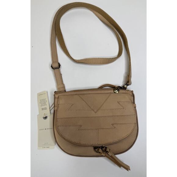 Lucky Brand Convertible Crossbody Small Travertine Leather Zip Around Belt Bag - Picture 1 of 10